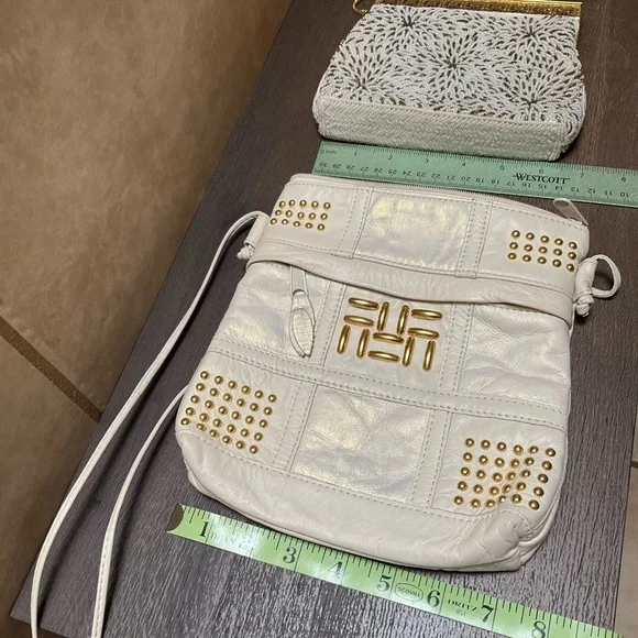 Lot of 2 purses BUNDLE Elegant White and Gold Women's Bag Set Vintage beaded - Picture 6 of 12